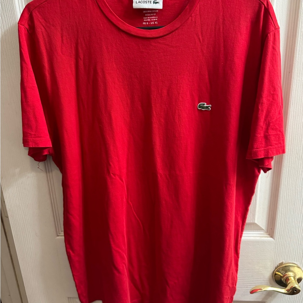 Lacoste Men's Bright Red Short Sleeve Crewneck Tee